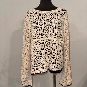 Ultra Pink Cream Crochet Top